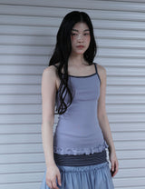 ST FRILL CONTRAST SLEEVELESS(BLUE)