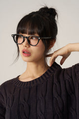 Cable Washing Short-Sleeved Knitwear - Navy
