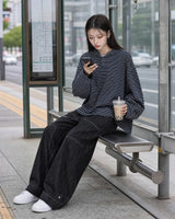 (UNISEX) マルチ ストライプ フード ロングスリーブ