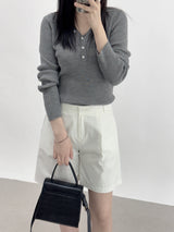 Scani V-neck Button Long Sleeve Knit