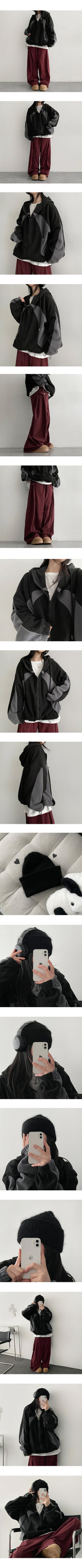 Tucson Coloring High-Neck Fleece Hooded Zip-Up