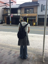 Loven Check Banding Tiered Midi Skirt