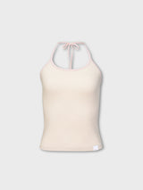  Stripe Two-Tone Halter Neck Top(PINKBEIGE)