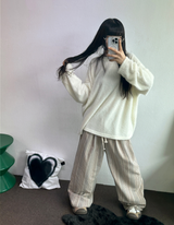 PATCH 🤎 LOOSE GIRLY OVER KNIT 🧸🤍🤎🖤4COLOR