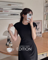 【MADE】Shirring slit long dress