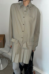 NEW LOW PLEATS DRESS_KHAKI GRAY