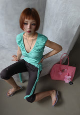 Punching Eyelet Stud Capri Pants