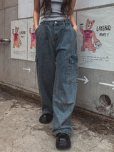 [U-DENIM/Planning Products] サマーピンタックワイドカーゴデニムパンツ