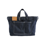 Washed Denim Crossbody Tote Bag