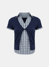 Two-in-One Check Layered Top