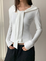 Shoulder Strap Soft Long Sleeve Tee
