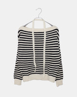 Ked Stripe Off-Shoulder Long-Sleeve Knit
