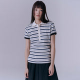 ストライプピケリブTシャツ (MULTI)