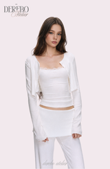アンナ レース カーディガン トレーニング スリーピース セット (Sleeveless cardigan, pants)