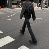 +5cm カーブフレアデニムパンツ (Black)