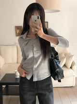 Kar Open Collar Pocket Three Quarter T-shirt
