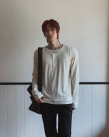 ウレン ウール ヘンリーネック ダブル ロングスリーブTシャツ