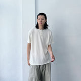 Structured Shoulder-Button Textured T-Shirt