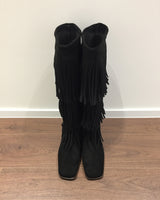 Suede fringe long boots(2color)
