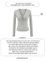 Pure Designer Lace V-neck Long Sleeve T-shirt