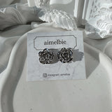 [クォン・ウンビ Piercing] メタルローズピアス - Silver Color
