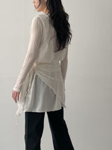Ocean Tencel See-through Round Neck T-shirt