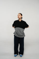 レギュラー ハーフ ラウンド PK Tシャツ (BLACK/GRAY)