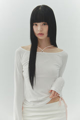 LOWER BOATNECK TOP white