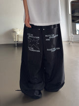 Foundy Stripe Rivet Letter Oversized Balloon Pants 2color