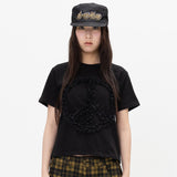 Lace Peace Patch Tee - Black