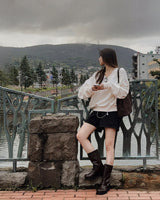 Part denim short pants