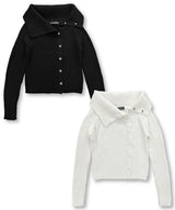 High Neck Side Button Cardigan_Ivory