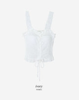 #Romantic Flower Frill Cap Sleeveless Blouse (2color)