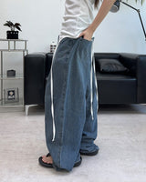 Medin Curved Linen Denim Pants