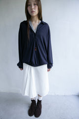 soft over button collar top(4colors)