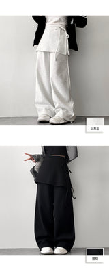 Elo String Wrap Skirt Banded Waist Pants Set