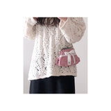 ミディアムレッド ヴィンテージリボン フレームバッグ (handmade bag)