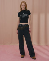 ラブレースクロップTシャツ-BLACK