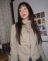 (2color) High-Neck Cut-Off Cotton Jacket