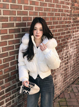#Winter 2WAY Fur Hood Crop Padding (3color)