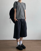 Needle Henley Neck Short Sleeve Knit