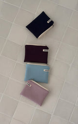 Ribbed flat pouch - sky blue , S size
