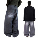 Wide Stripe Denim Balloon Pants