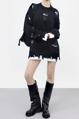 (Unisex) ダミアンレイヤードダメージニット