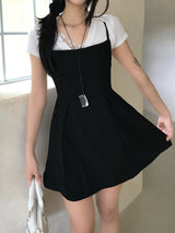 リゼ バックストラップ チューリップ ノースリーブ ミニドレス