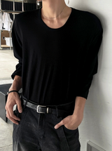 インアウトUネックシルク長袖Tシャツ