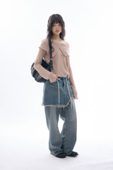 Klint rough crop skirt denim