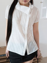 DRAPE COLLAR BLOUSE (WHITE)