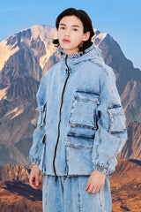 DSXBS WAX REAL DENIM 5 POCKET HOODED JACKET VINTAGE BLUE