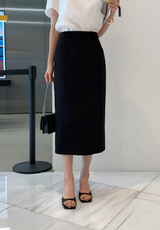 Lavin Belt Set H-Line Back Slit Long Skirt / 4 colors